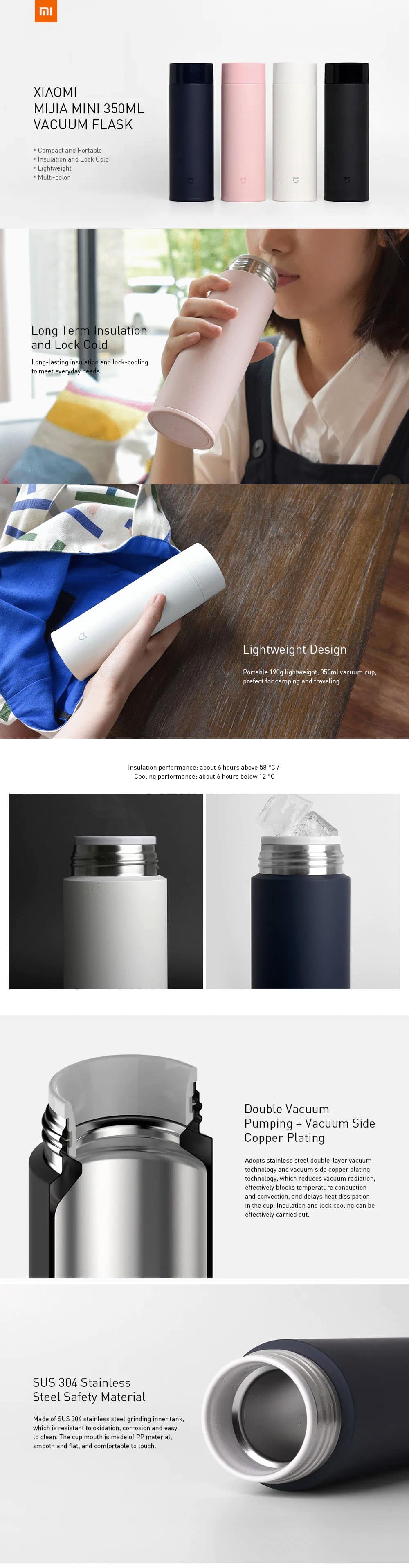 Xiaomi Mijia Mini Portable Thermos Bottle 350ml 1