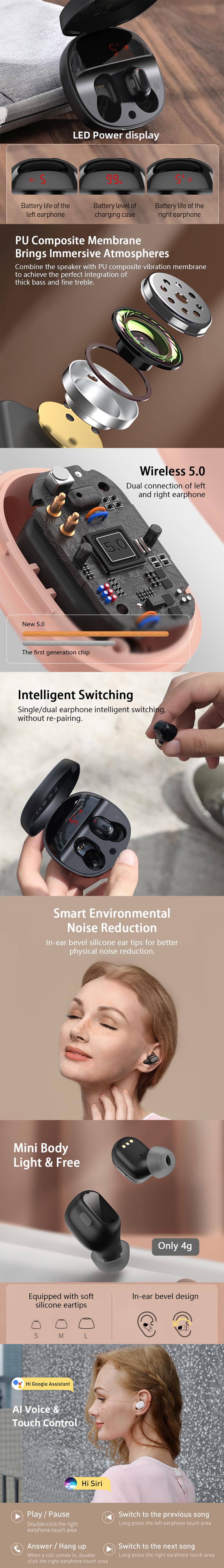 Baseus WM01 Plus True Wireless Earbuds 2