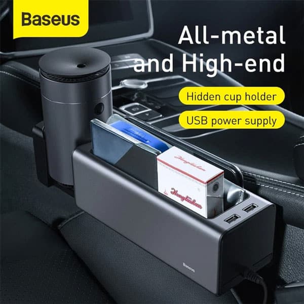 Baseus Deluxe Metal Armrest Console Organizer with Dual USB Power Supply 4