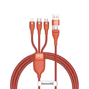 Baseus Flash Series Two for three Fast Charging 100W Data Cable 1.2m Red