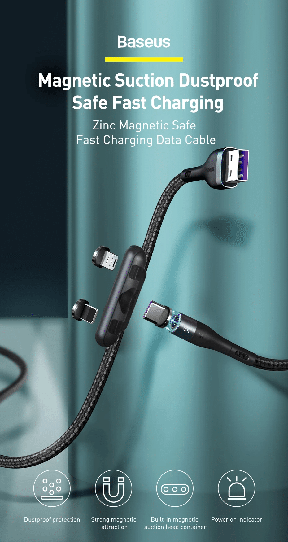 Baseus Zinc Magnetic Safe Fast Charging Data Cable 1