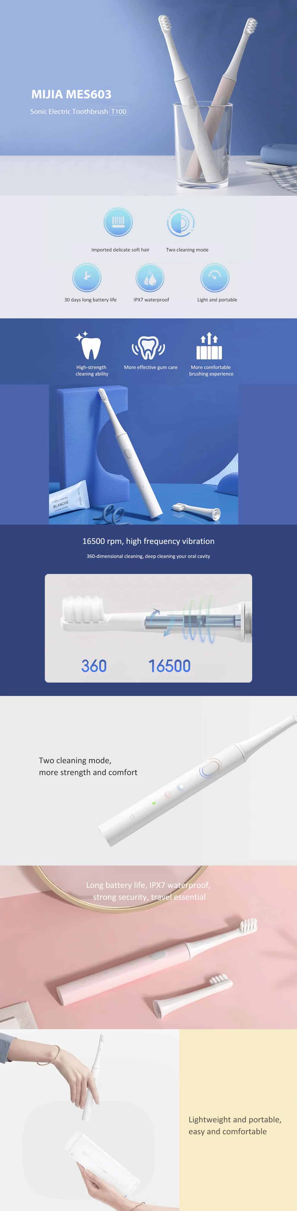 Xiaomi Mijia Sonic Electric Toothbrush T100 1