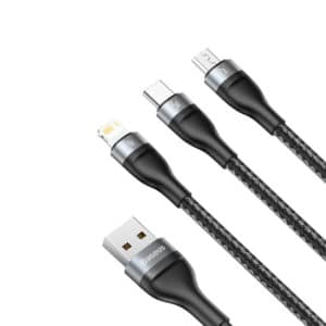 Baseus One for Three 5A Fast Charging Data Cable USB to MLC 1.2M CA1T3 G1 Black 2