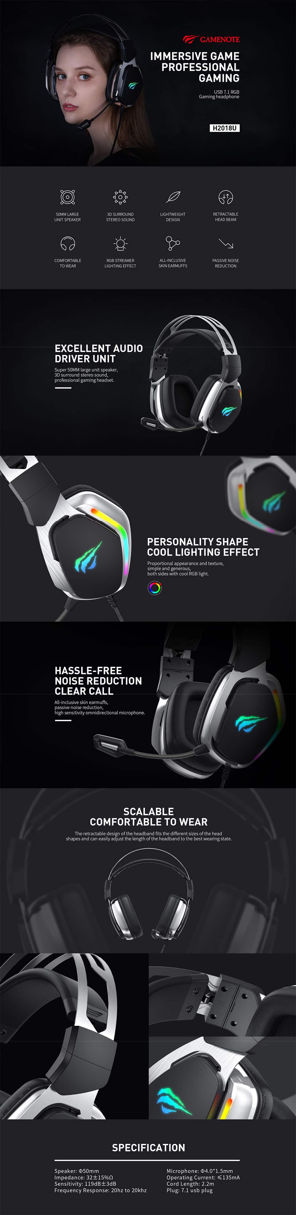 Havit H2018U Gaming Wired Headphone 4
