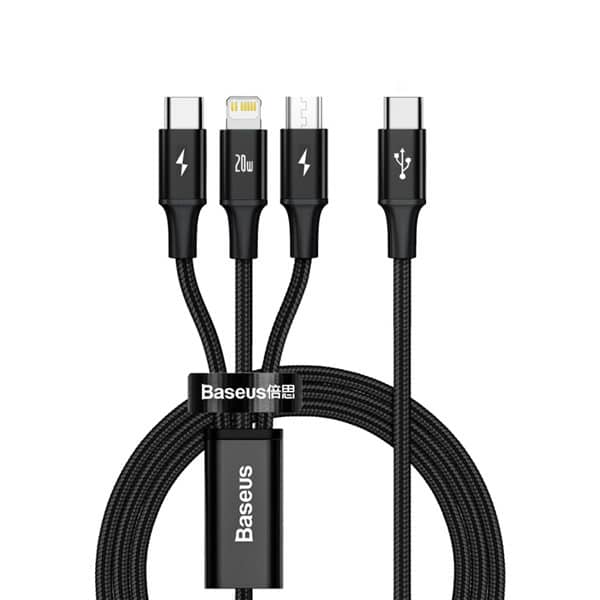 Baseus Rapid Series 3 in 1 Fast Charging Data Cable Type C to MLC PD 20W 1