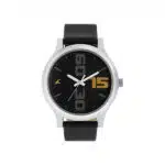 Fastrack NM38051SL04 Bold Black Dial Leather Strap Watch