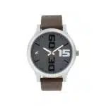 Fastrack NM38051SL05 Bold Grey Brown Leather Strap Watch