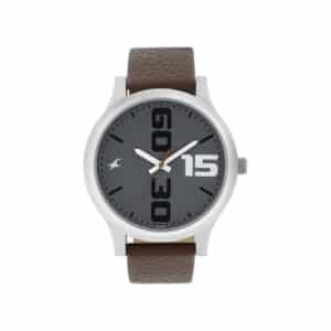 Fastrack NM38051SL05 Bold Grey Brown Leather Strap Watch