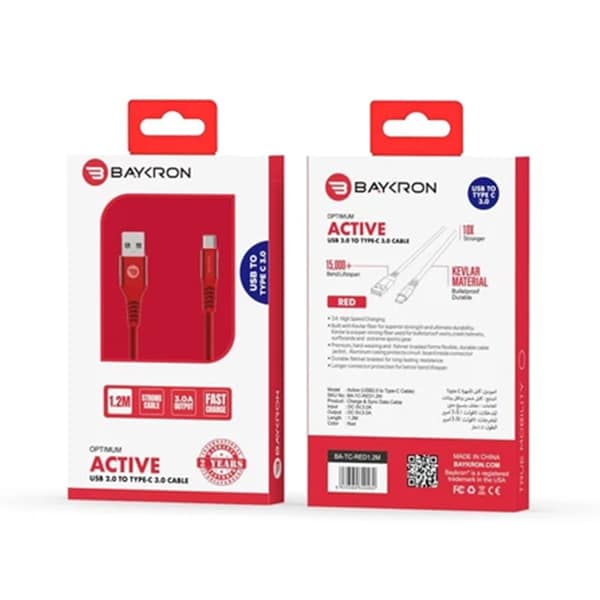 Baykron Cable USB A to Type C 1.2M 3A (20-005022) - Red