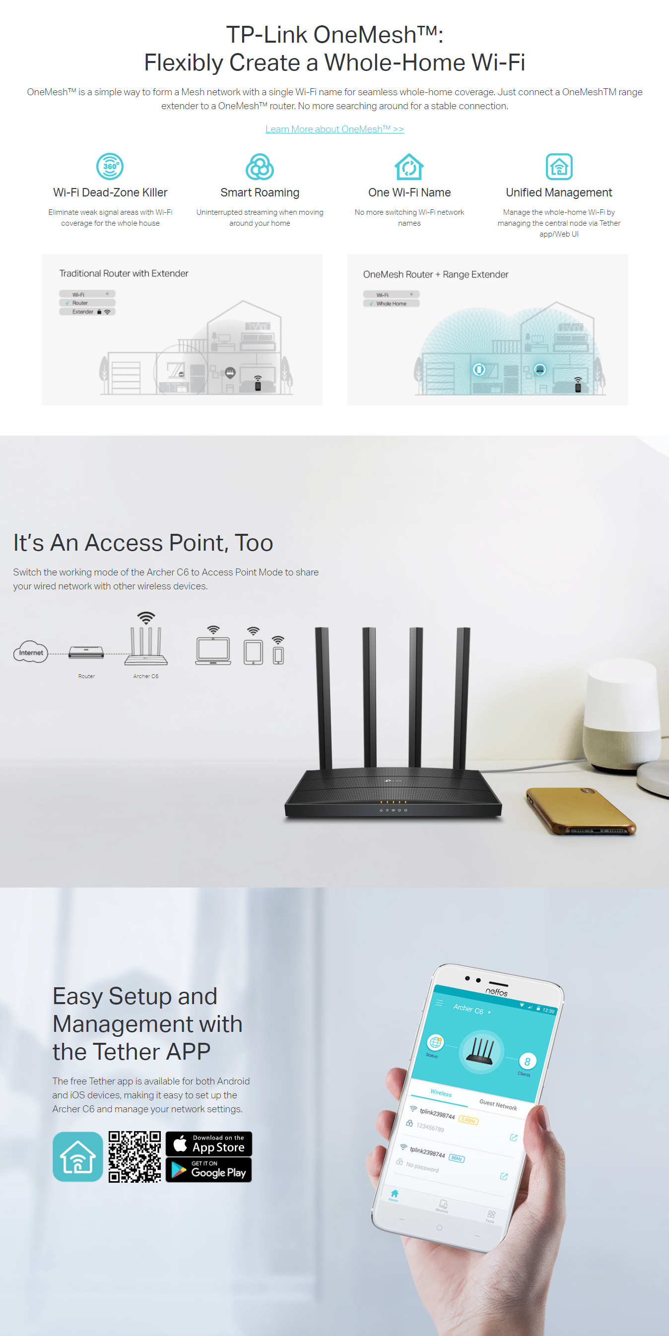 TP Link Archer A6 AC1200 Wireless MU MIMO Gigabit Router US V3 1 2