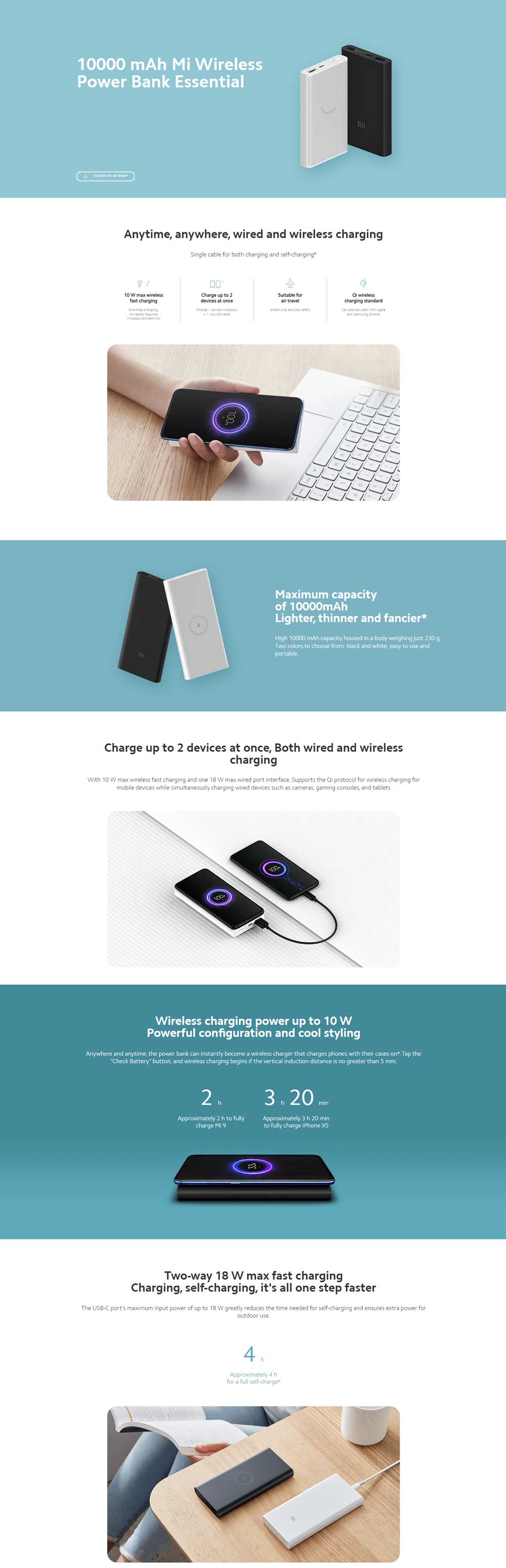 Xiaomi Mi 10000mAh Qi Wireless Power Bank Essential 3