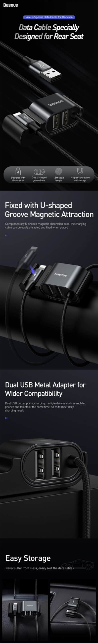 Baseus Special Data Cable for Backseat SUHZ 01 Black 7 scaled