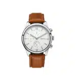 Titan 1805SL04 Workwear White Dial Leather Strap Watch
