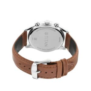 Titan 1805SL04 Workwear White Dial Leather Strap Watch
