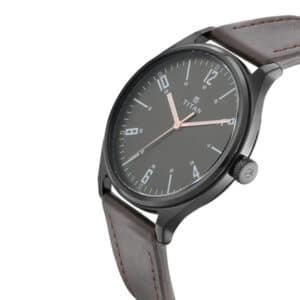 Titan NM1802NL01 Workwear Watch with Black Dial Brown Leather Strap 2