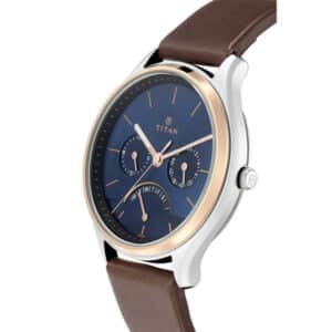 Titan NM1803KL01 Workwear Blue Dial Leather Strap Watch