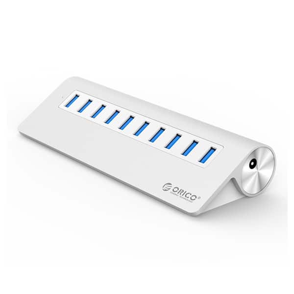 Orico Aluminum Alloy 10 Port USB3.0 Slope Design HUB (M3H10-V1) - Silver