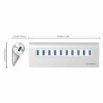 Orico Aluminum Alloy 10 Port USB3.0 Slope Design HUB M3H10 V1 Silver 3