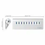 Orico Aluminum Alloy 10 Port USB3.0 Slope Design HUB (M3H10-V1) - Silver - Image 3
