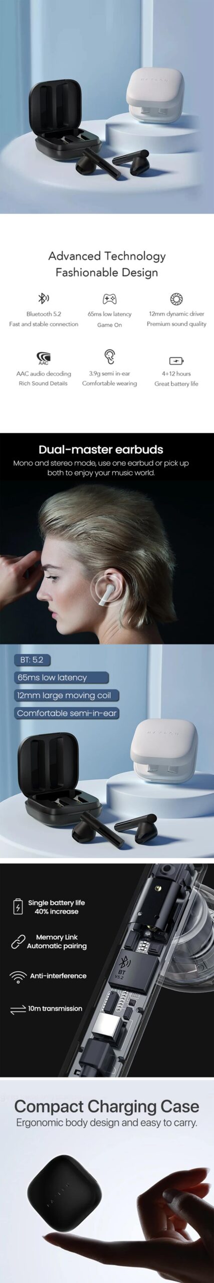 Haylou GT6 True Wireless Semi In Ear Earbuds 3 scaled