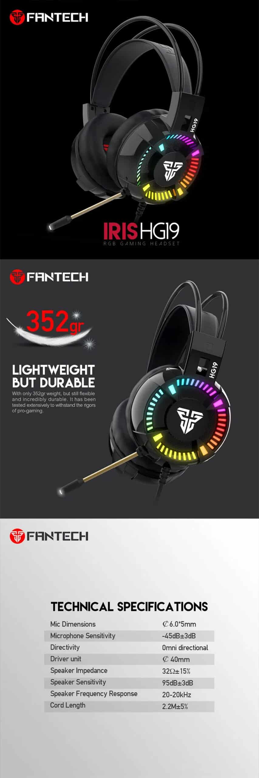 Fantech HG19 Iris RGB Over Ear Gaming Headphone 1 scaled
