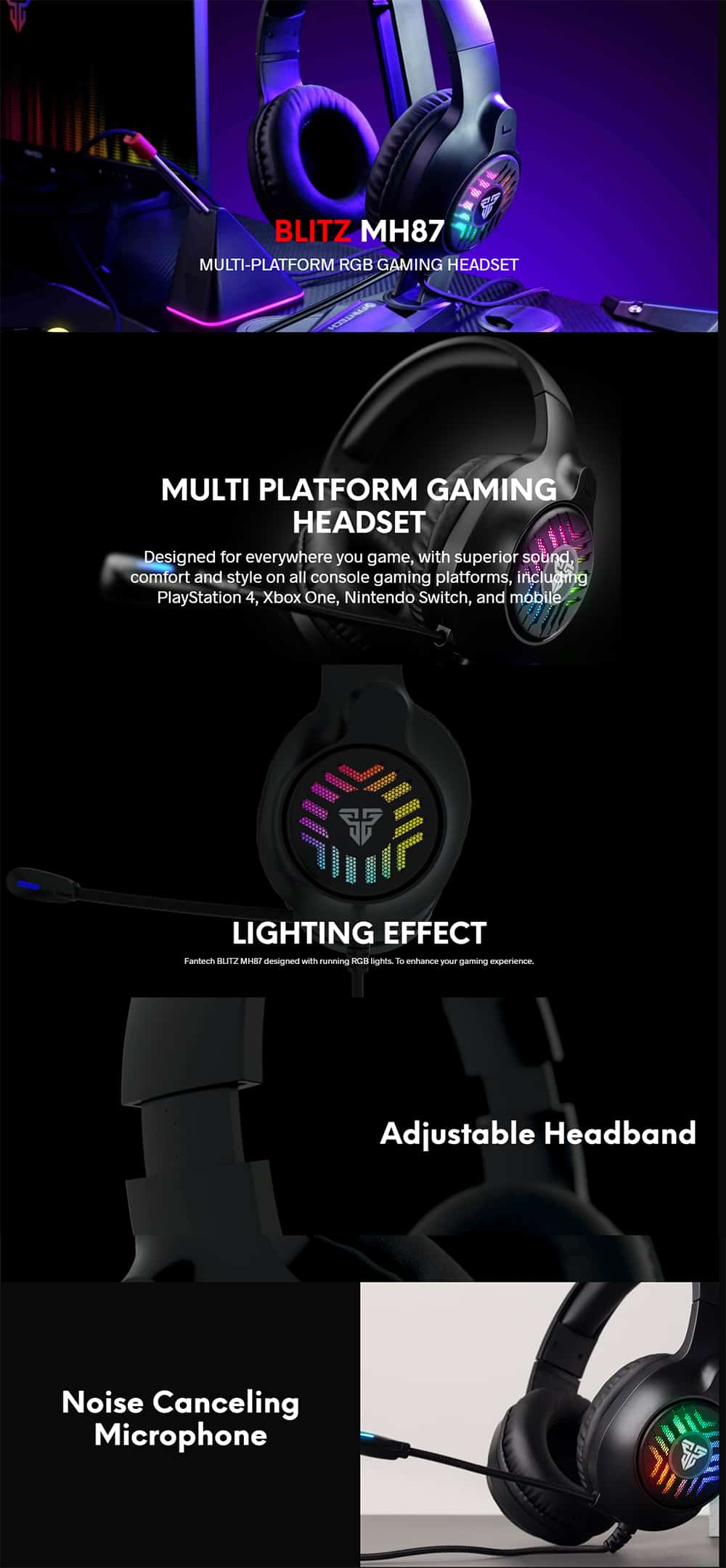 Fantech MH87 Blitz Multi Platform RGB Gaming Headphone 2