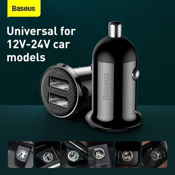 Baseus Grain Pro Dual USB 4.8A Car Charger 3