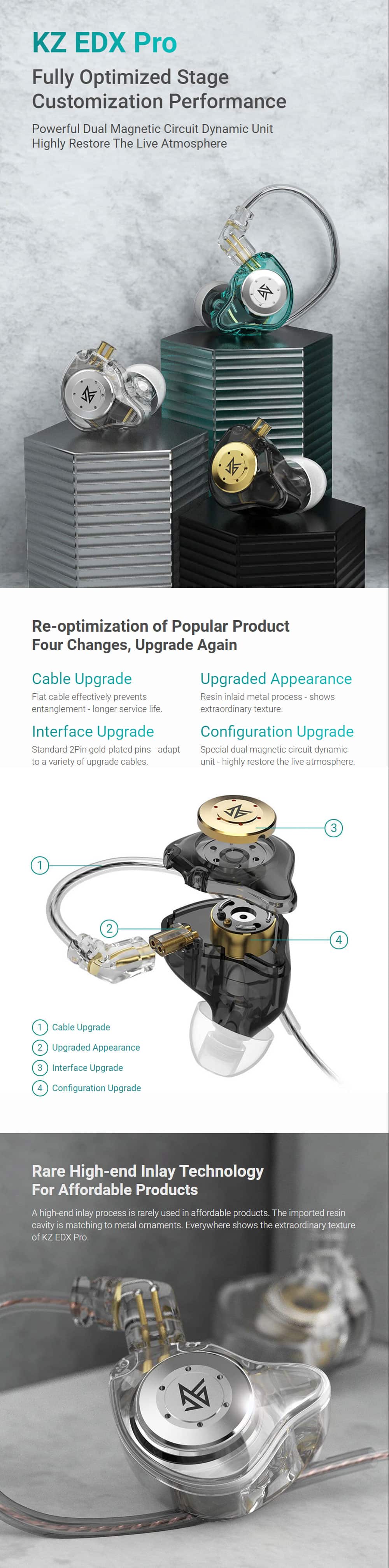 KZ-EDX PRO Dynamic In Ear Earphone, auriculares HIFI con