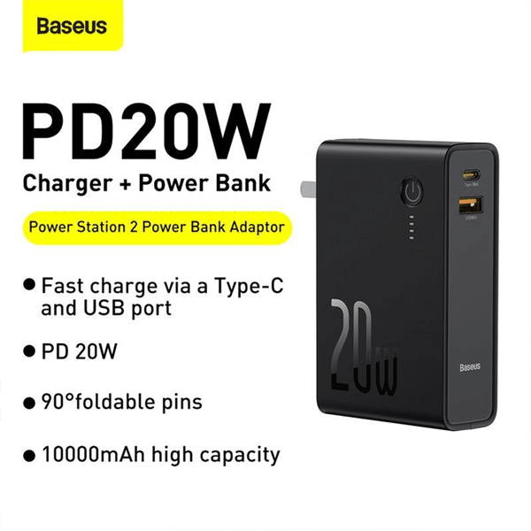 Baseus Power Station 2 PD 20W 10000mAh Power Bank Adapter PPNLD20C 3