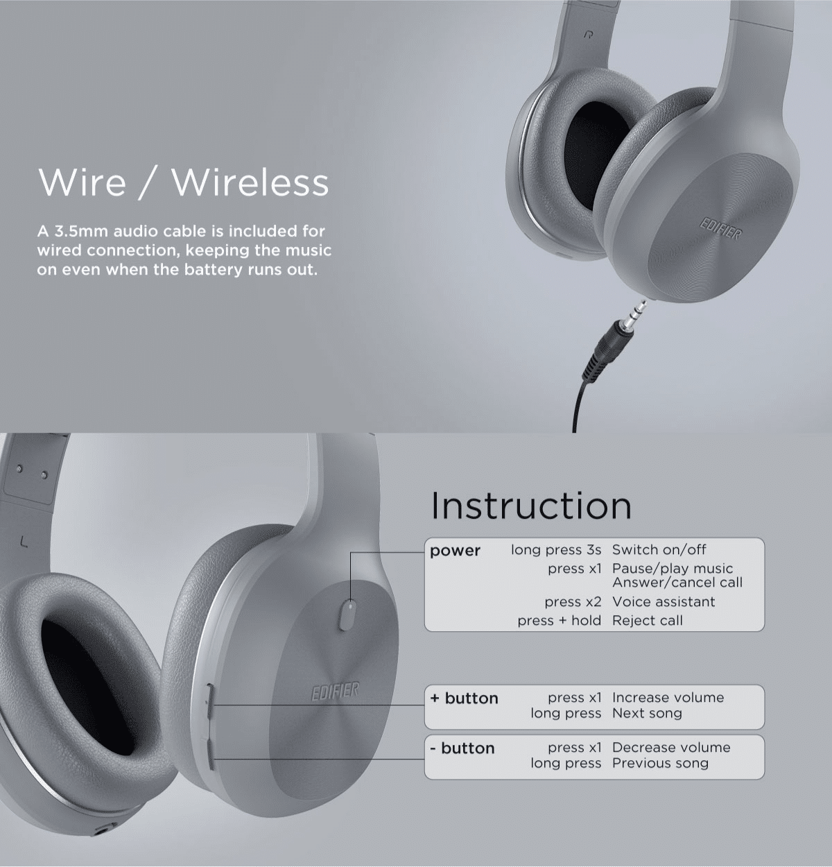 Edifier W600BT Bluetooth Stereo Headphones 9