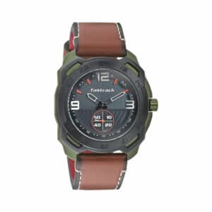 Fastrack NN3192AL01 All Nighters Dark Grey Dial Leather Strap Watch