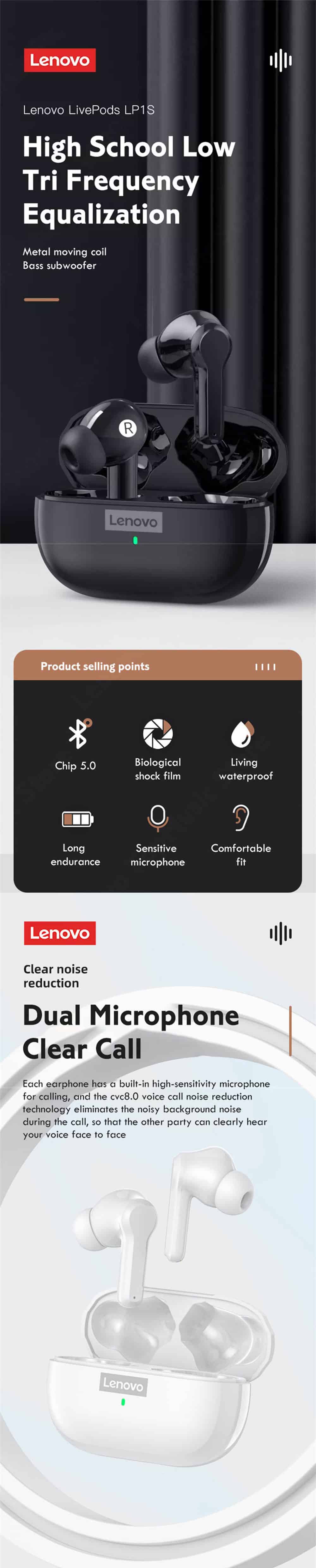 Lenovo Thinkplus LivePods LP1S True Wireless Earbuds New Edition 12