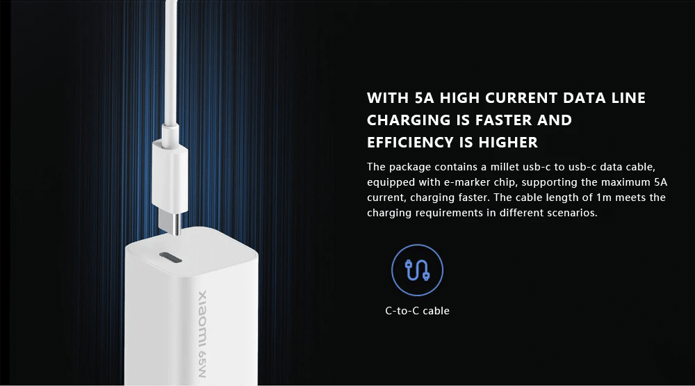 Xiaomi GaN Charger 65W 1A1C With 5A Type c Charging Cable 8