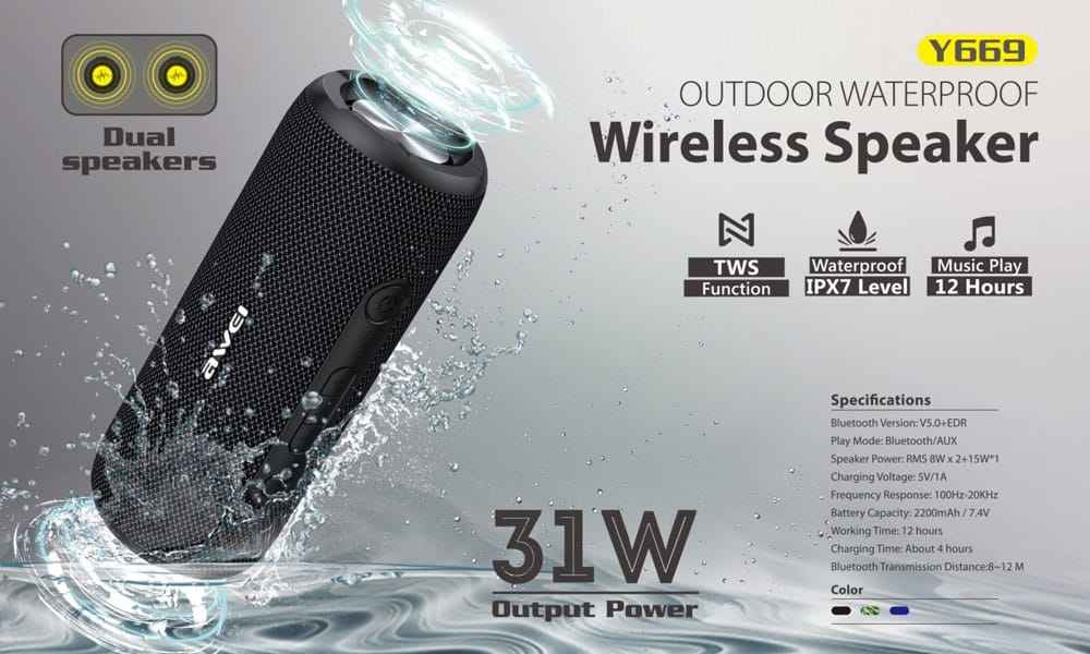 Awei Y669 31W Outdoor Wireless Bluetooth Speaker 1