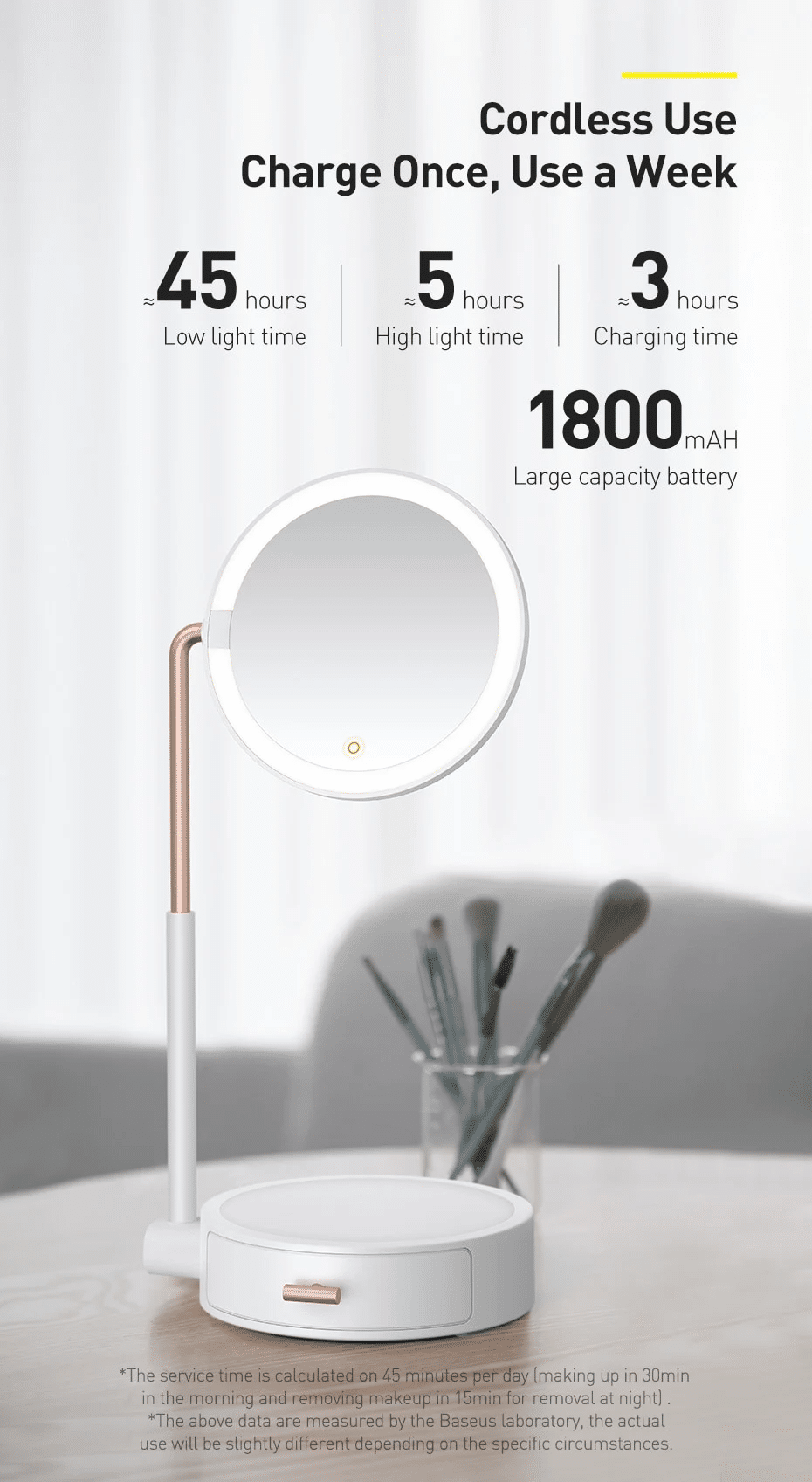 Baseus Smart Beauty Series Lighted Makeup Mirror with Storage Box DGZM 02 8