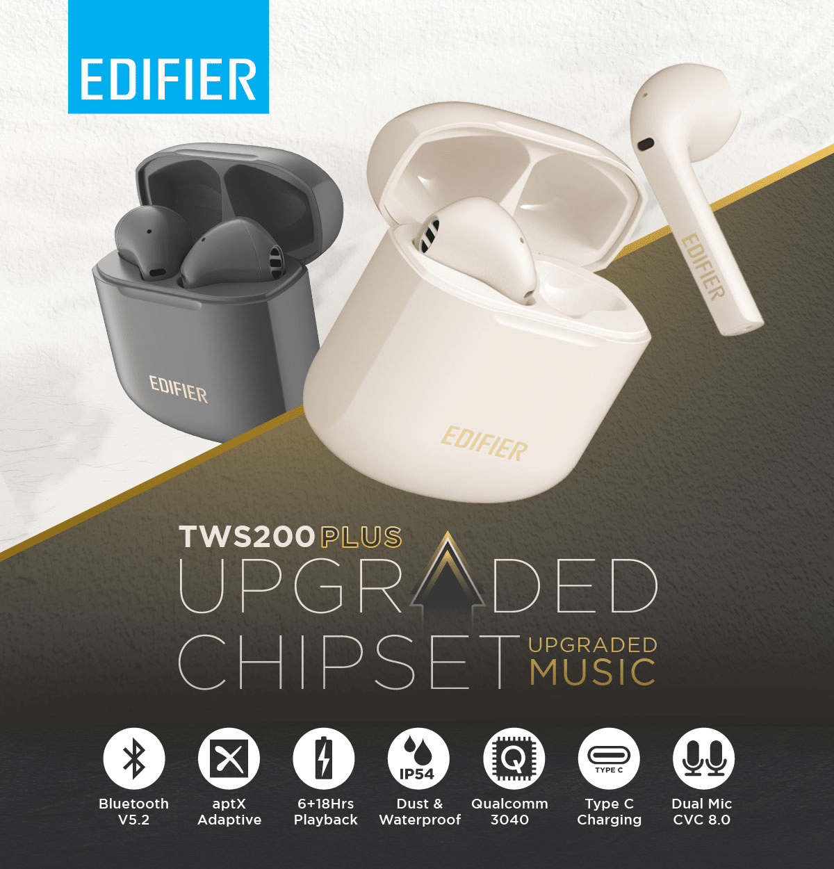 Edifier TWS200 Plus True Wireless Earbuds 1