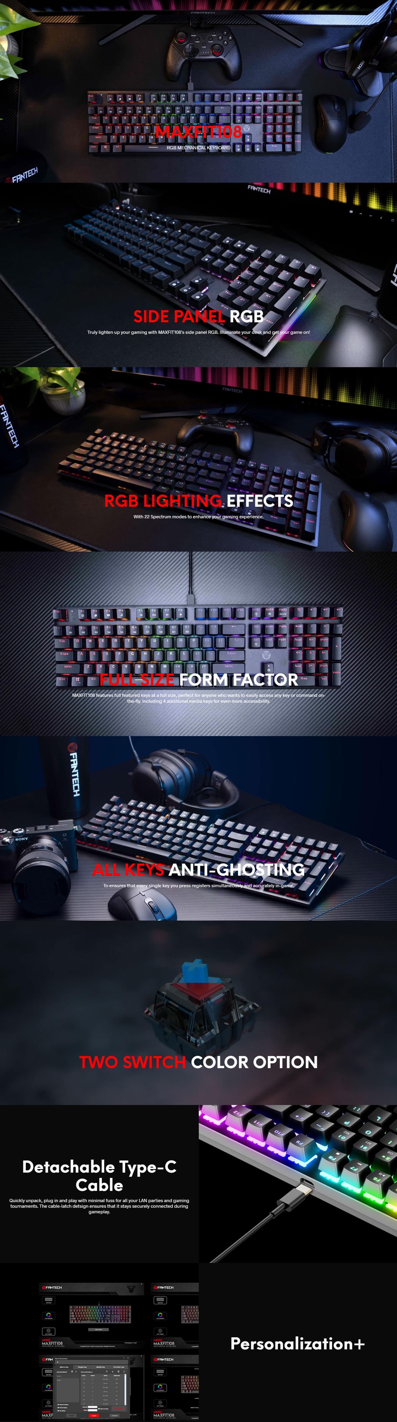 Fantech MAXFIT108 MK855 RGB Mechanical Gaming Keyboard 4