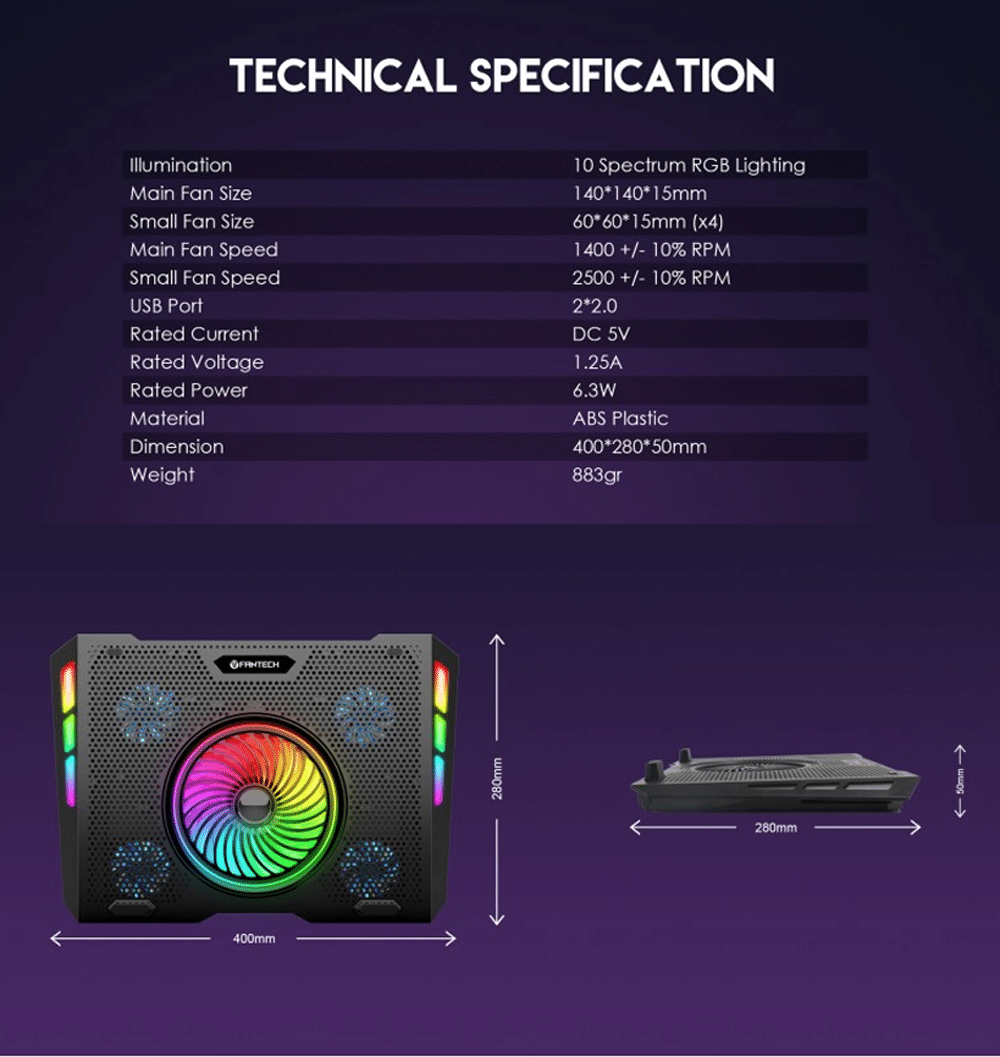 Fantech NC20 RGB Laptop Cooler 7
