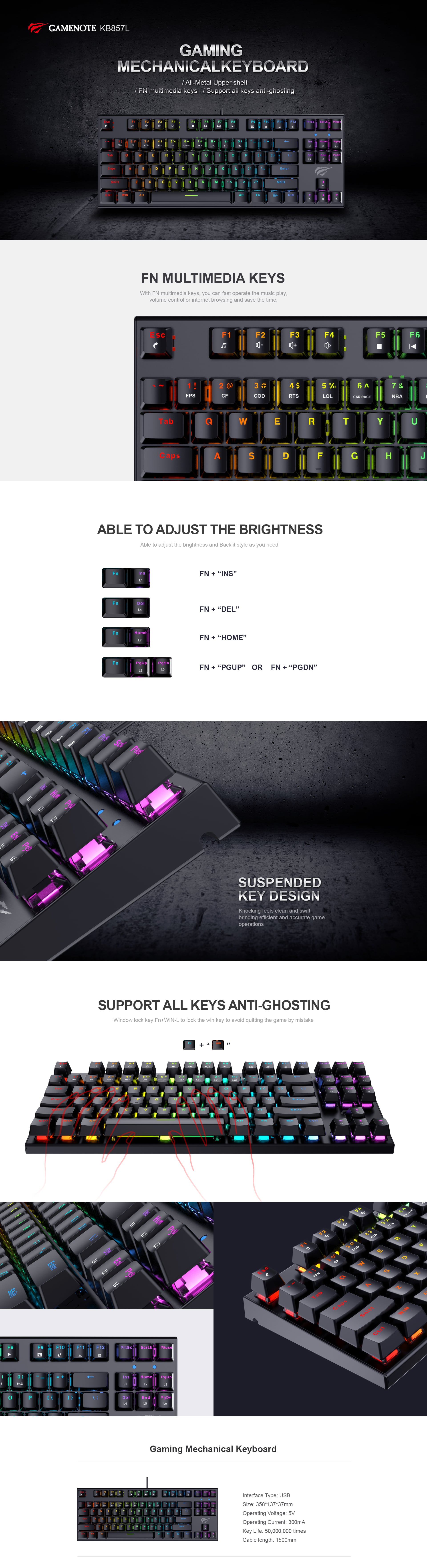 Havit KB857L RGB Backlit Mechanical Keyboard 5