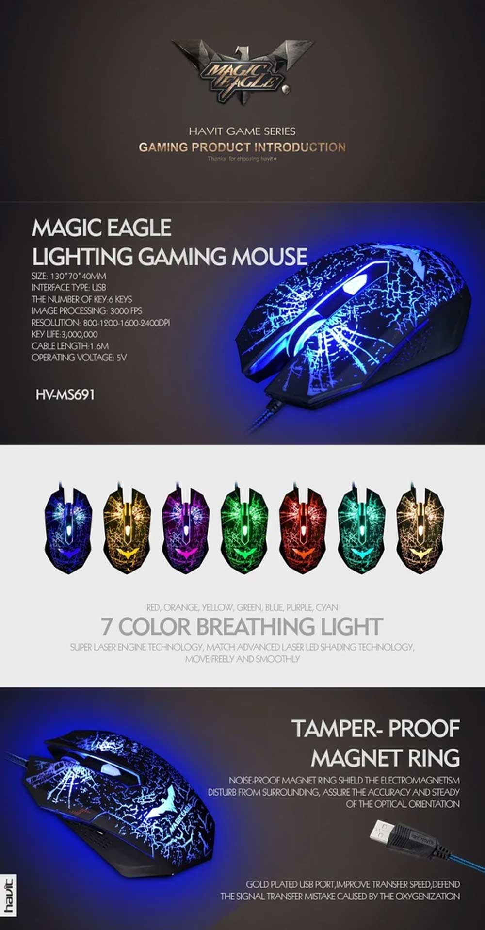 Havit MS691 Ergonomic Wired Gaming Mouse 2