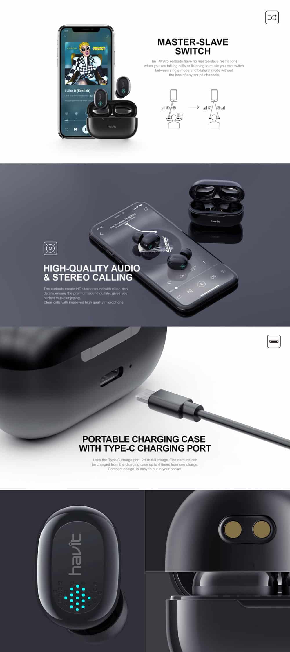 Havit TW925 True Wireless Stereo Earbuds 7