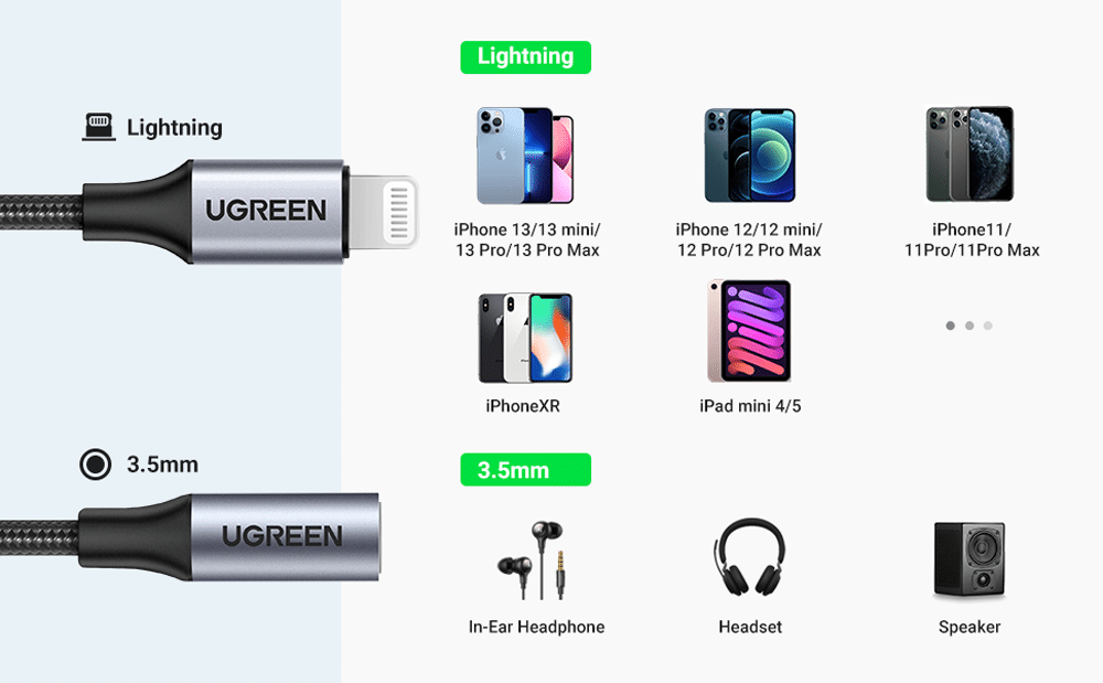 Ugreen Lightning to 3.5mm MFI Headset Adapter 4