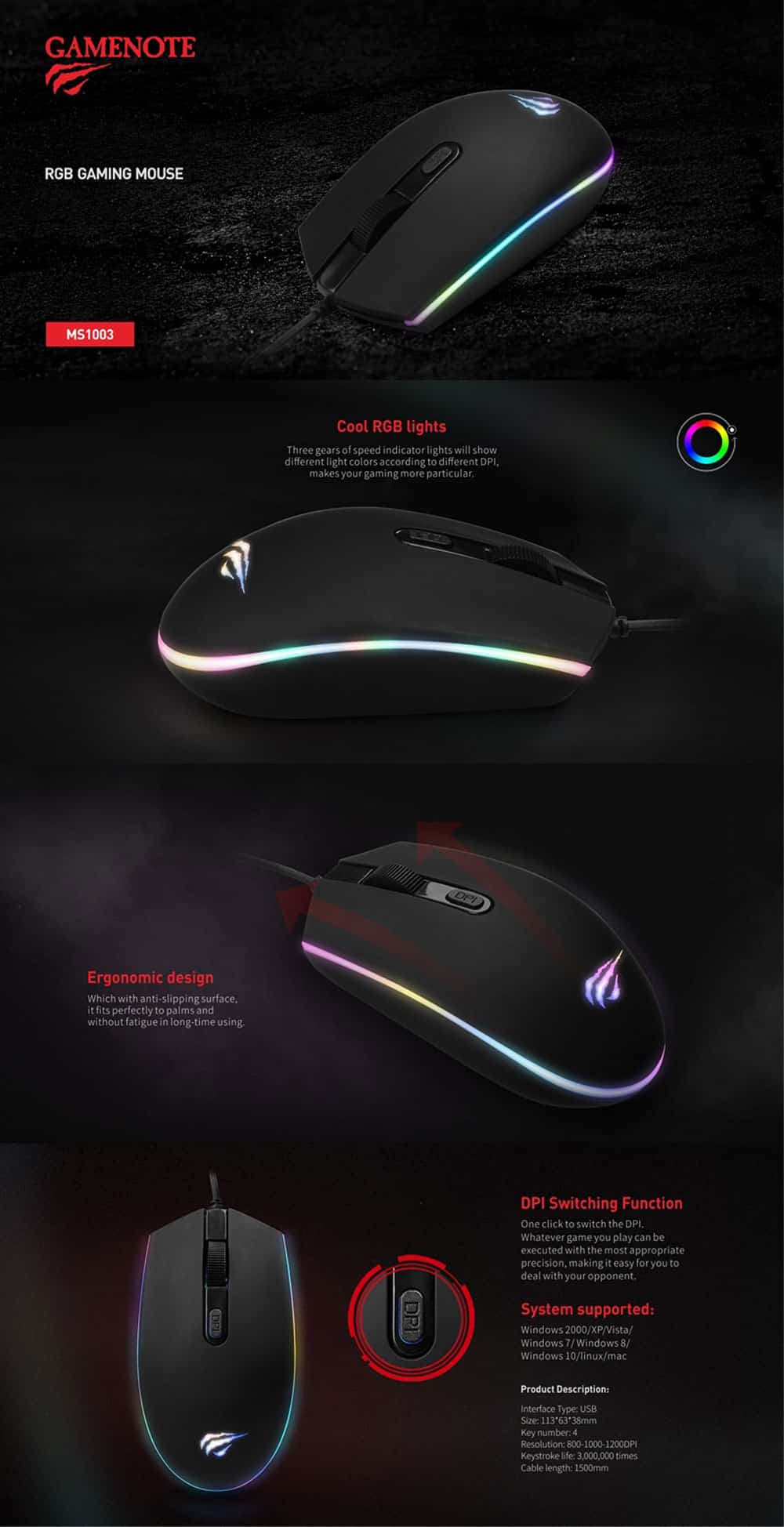 Havit MS1003 RGB Optical Gaming Mouse 2