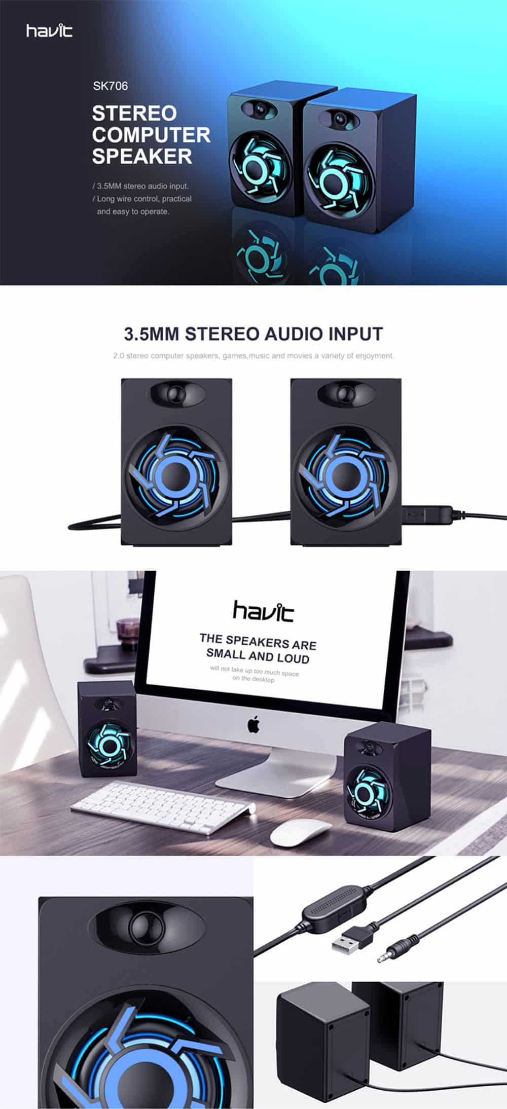Havit SK706 Backlit USB Stereo Speaker 5