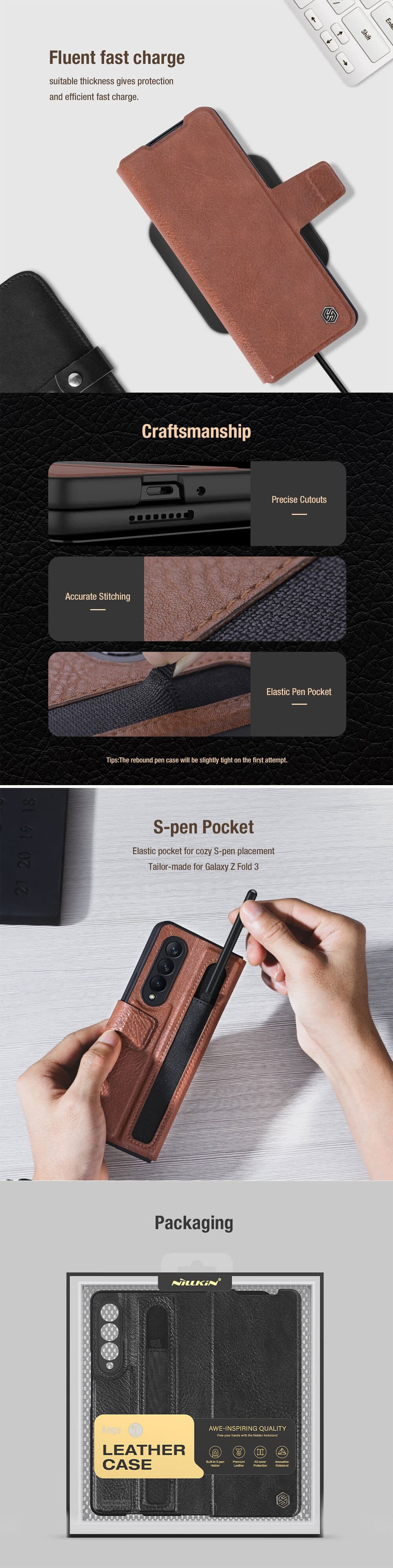 Nillkin Samsung Galaxy Z Fold 3 Aoge Leather Cover Case 5