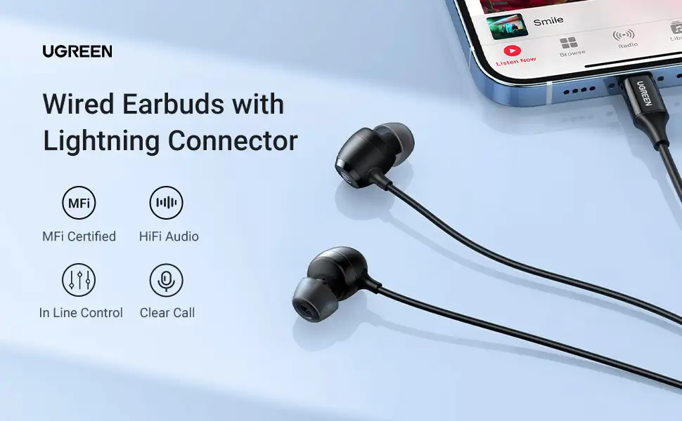 UGREEN EP103 MFI In Ear Earphones with Lightning Connector 10