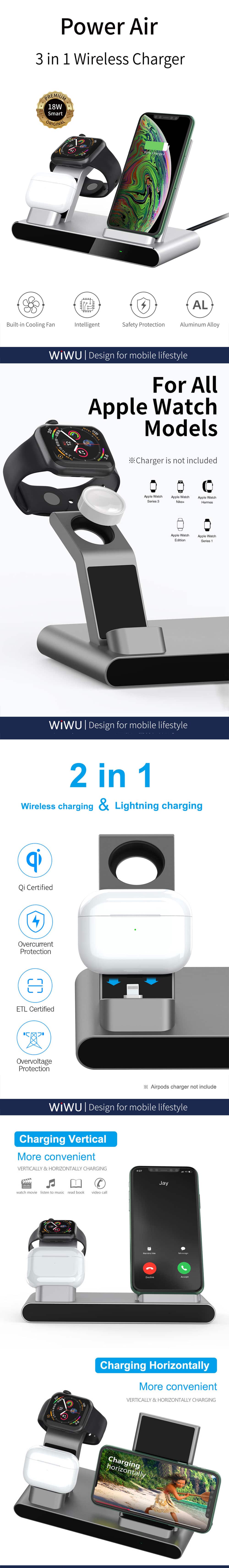 WiWU 18W Power Air 3 in 1 Wireless Charger 4