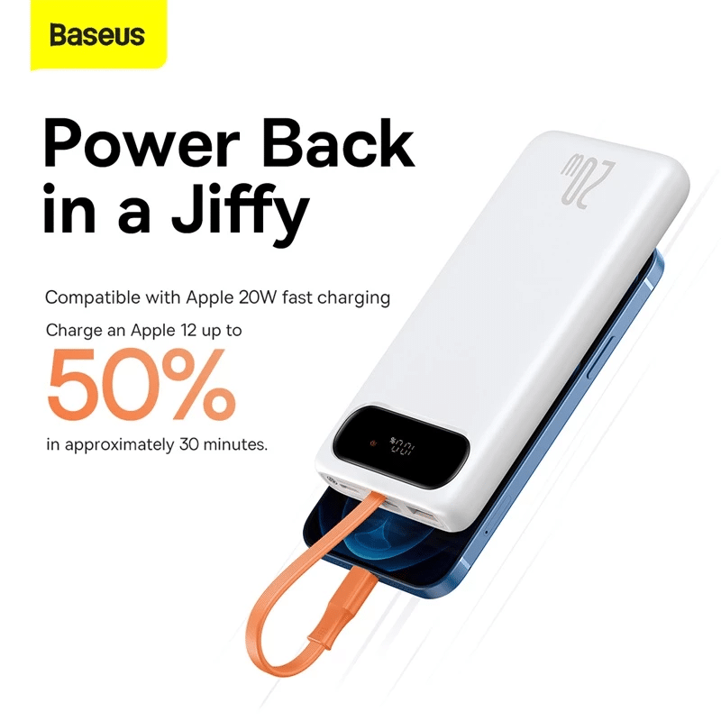 Baseus 20W Block Digital Display Quick Charge Power Bank with iPhone Cable 6