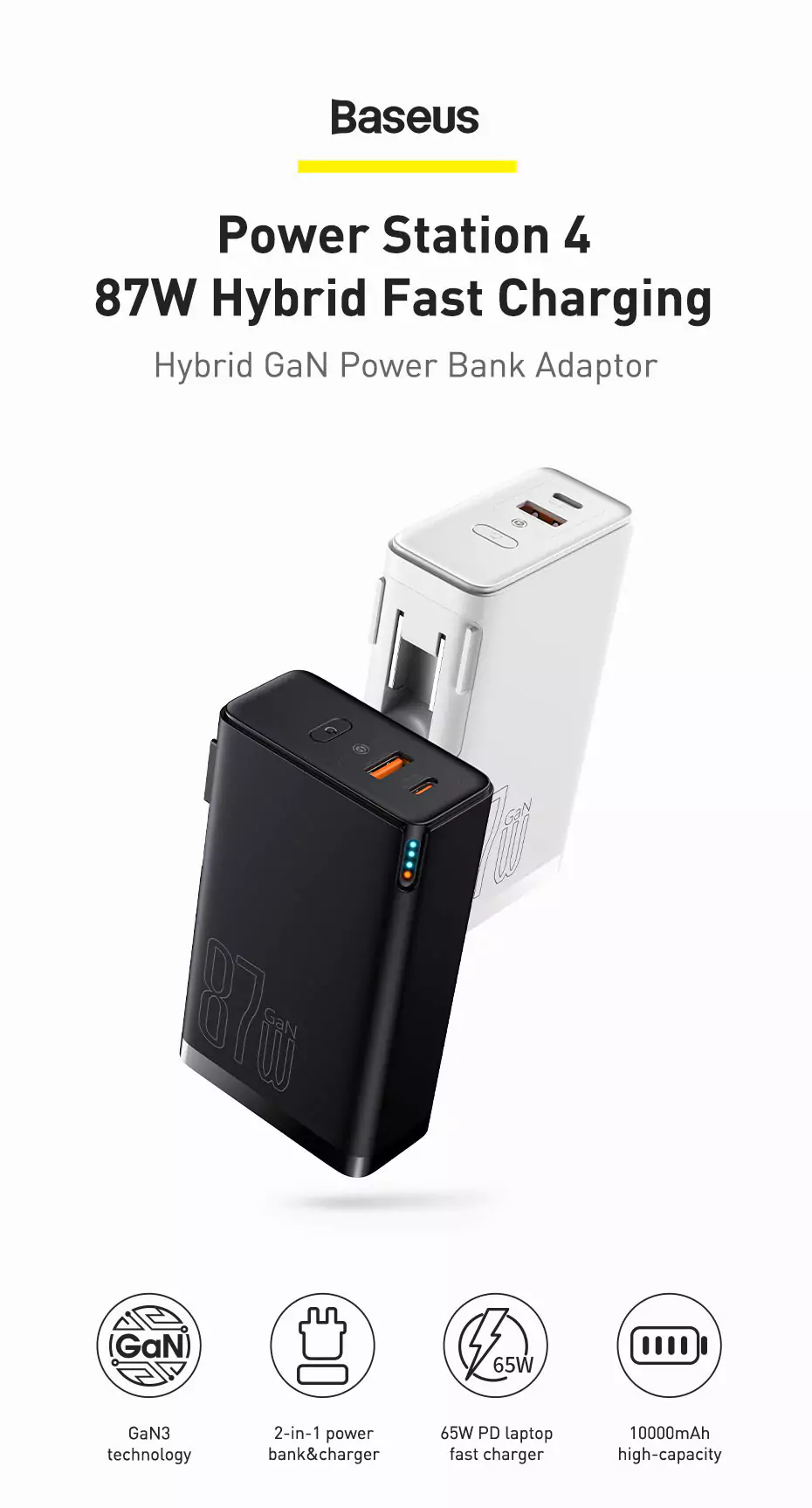 Baseus Power Station 4 87W 10000mAh Power Bank and Adapter