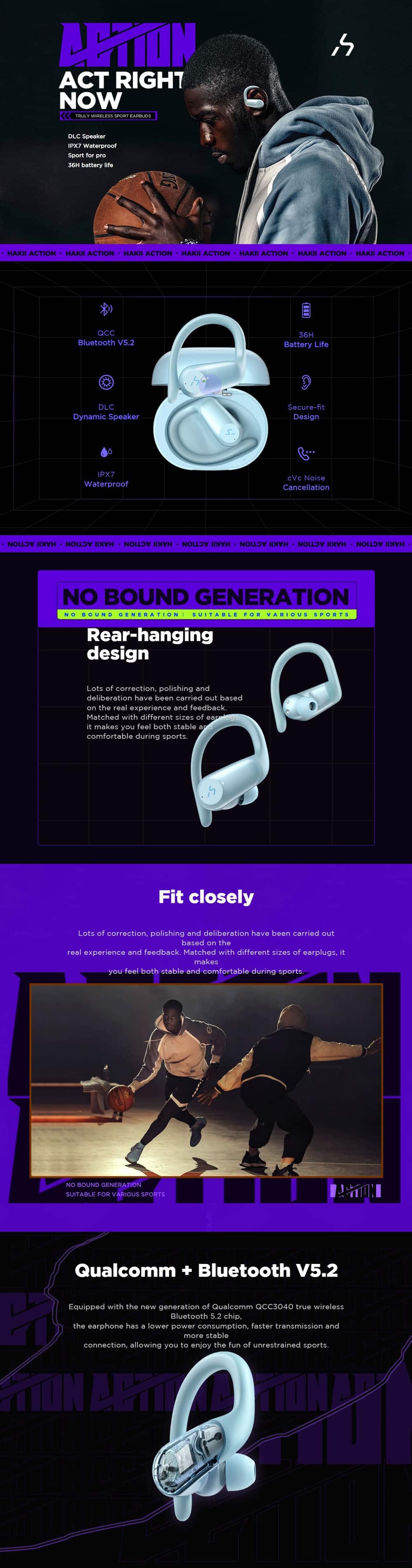 Havit HAKII Action H Series True Wireless Sport Earphone 4